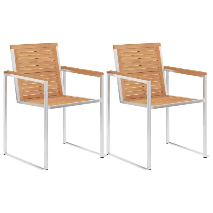 Sillas de Jardín con 2 UDS Madera Maciza Teca y Maple - 1