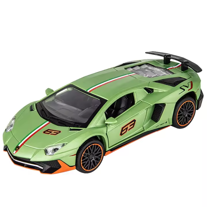 Coche De Deporte LAMBOR AVENTADOR SVJ LP780-4 a Escala 1:32 Con Sonido Y Luces Regalo Ideal Para Cumpleaños Para Niños Material Metálico Batería De Botón Incluida - 1