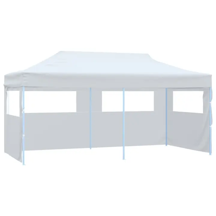 vidaXL Carpa de fiestas plegable paredes laterales acero blanco 3x6 m - 1