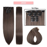 Extensiones De Cabello Sintético Longitud 24 Pulgadas Color Platinado Y Negro 16 Clips 6 Piezas Rastros Resistente Al Calor Para Mujeres - details 4