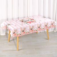 Mantel De Pascua De Poliéster Con Diseño De Conejo Huevos Y Flores Decoración Feliz De Pascua Para Mesa De Comedor Cocina Hogar - details 1