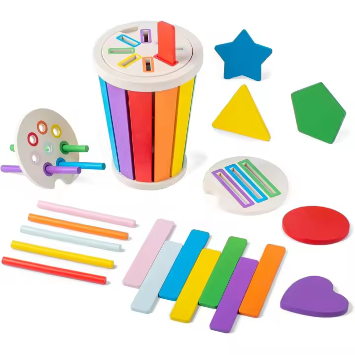 Juguetes infantiles para aprender colores, juegos de clasificación, juegos de enchufar, juegos educativos a partir de 2 años, juguete de madera para bebé, juguete de motor, regalo - 1