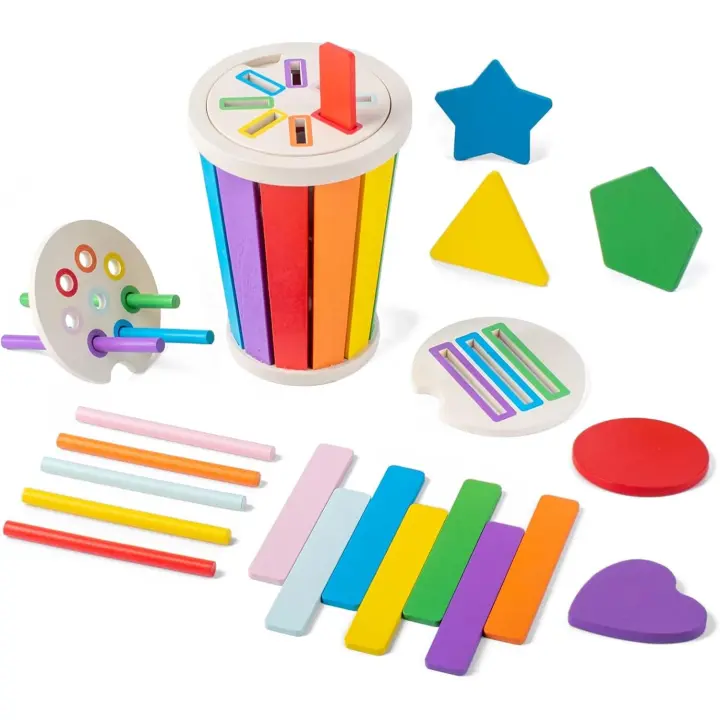Juguetes infantiles para aprender colores, juegos de clasificación, juegos de enchufar, juegos educativos a partir de 2 años, juguete de madera para bebé, juguete de motor, regalo - 1