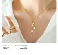 Colgante de corazón de acero inoxidable  chapado en oro de 18K para mujer, deslustre impermeable, collar de borla larga Collar con colgante de corazón de acero inoxidable , cadena para el cuello con cordones, joyería resistente al agua, Collar de regalo - details 6