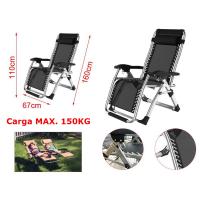 Silla tumbona hamaca plegable Reclinable de gravedad cero y resistente para Playa Patio Jardín Camping al Aire Libre, Carga Max.150 kg - Kmt Style - details 0
