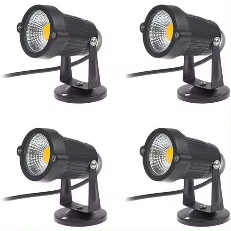 Juego de 4 focos LED COB 5W 220V Focos de jardín orientables Iluminación exterior Terraza Jardín (Blanco cálido) - 1