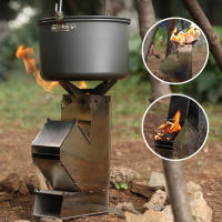 Estufa De Madera Mini Para Camping Portátil Adecuada Para Tienda De Tela De Campaña Quemador Desmontable De Acero Inoxidable Rocket Stove Grill De Bolsillo Para Picnic - details 2