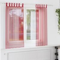 vidaXL Cortinas de gasa con bolsillos para varillas 2 uds. rojo vino en color Rojo vino tinto/Blanco/Marrón y más | protección solar decorativa para ventanas hogar oficina dormitorio fácil de instalar - details 0