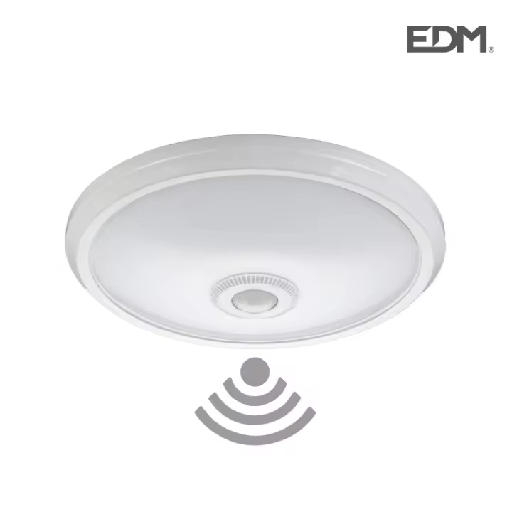Aplique superficie con sensor ip20 2xe27 ø30x9,6cm edm - 1