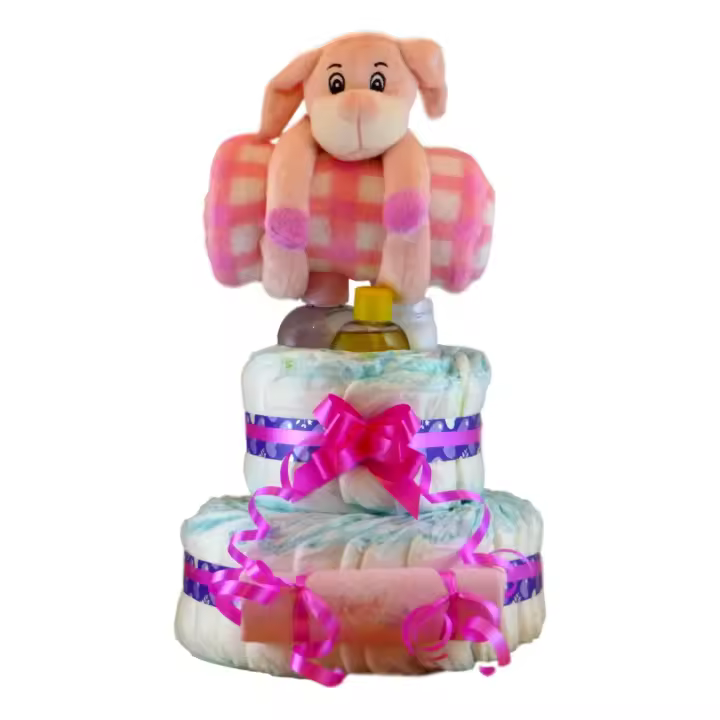 Hermosa Tarta de Pañales con Manta y Regalos Personalizados - Tiernos Momentos - 1