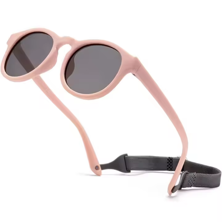 par de gafas de sol polarizadas flexibles para bebés con correa ajustable para recién nacidos de 0 a 48 meses, color rosa - 1