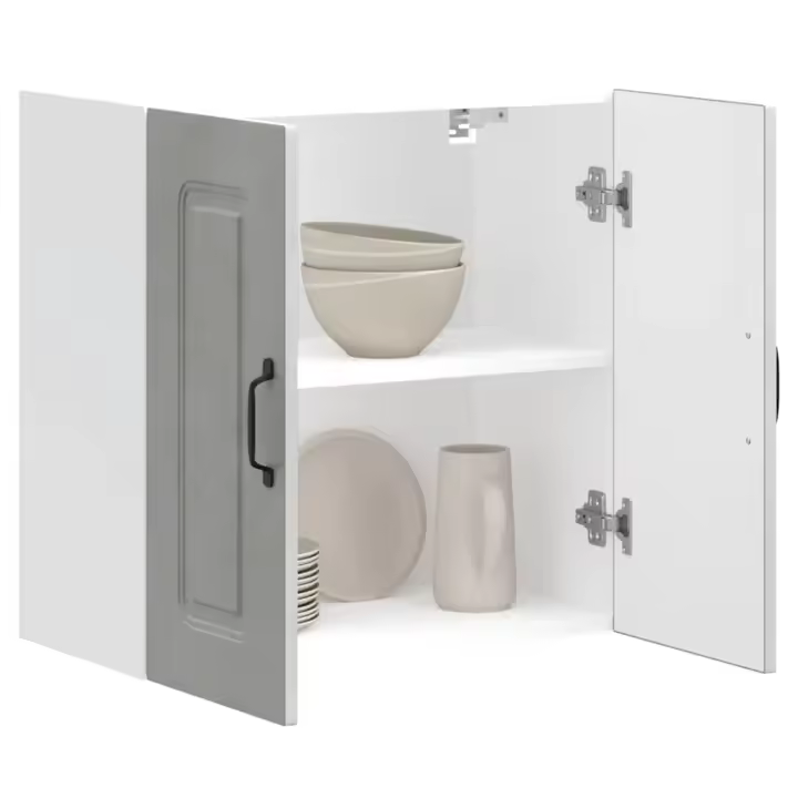 vidaXL Armario de pared cocina Kalmar madera vieja madera ingeniería en color Madera antigua/Blanco brillante/Blanco y más | almacenamiento funcional diseño moderno para baño dormitorio sala - 1