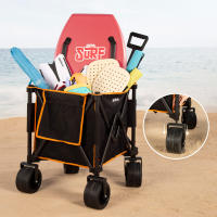 Aktive - Carro playa plegable, carrito de transporte, con ruedas desmontables, giratorias 360º y con frenos, mango multiángulo y 1 bolsillo, máx. 80 kg de carga, espacioso y versátil, de acero y poliéster, diseño plegable, incluye funda - details 2