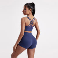 Sujetador De Deporte Para Mujer En Color Sólido Con Palanca Cruzada Y Almohadillas De Pecho Transpirable Y Suave Para Gimnasio Yoga Fitness Entrenamiento Completo Y Correr - details 10