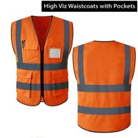 Chaleco De Seguridad Amarillo Y Naranja Con Estampados Reflectantes Visibilidad Alta Con Bolsillos Lavable Para Hombres Y Mujeres - details 5