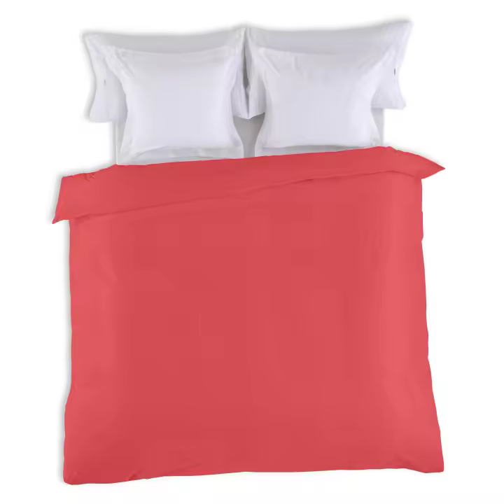 FUNDA NORDICA lisa color rojo - Cama de 135/140 (1 pieza) - 50% algodón / 50% poliéster - 144 hilos. Gramage: 115 - Fijalo - 1