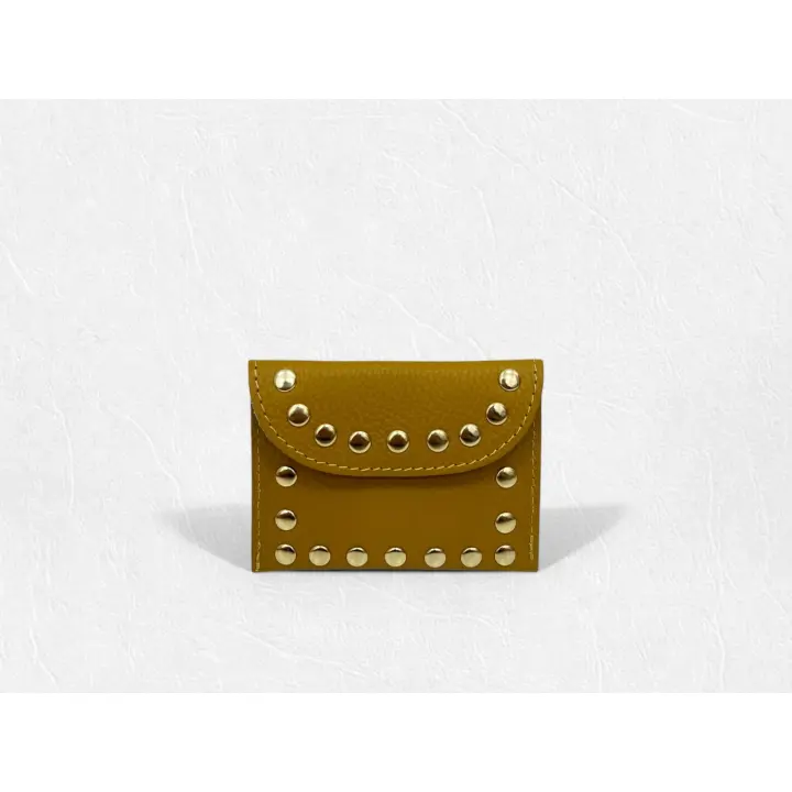 Monedero,Cartera, Tarjetero de Cuero Para Mujer con tachuelas Metálico de Piel cuero, Detalles Brillantes,¡Diseño con detalles punk/rock,El Accesorio Más COOL,Bling del 2025!" - 1