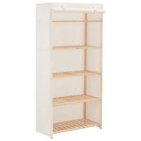 vidaXL Armario de tela 79x40x170 cm en color Blanco/Gris | almacenamiento funcional diseño moderno para baño dormitorio sala - details 0