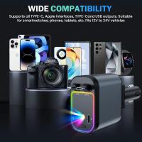 Transmisor FM Bluetooth Coche,4 en 1 Cargador de Coche Retráctil, 66W Cargador Coche Mechero Carga Rápida USB C, Tipo C y 2 Puertos USB Car Charger con Luz Estrella Compatible con Samsung Galaxy, iPhone, Xiaomi (Gris) - details 5