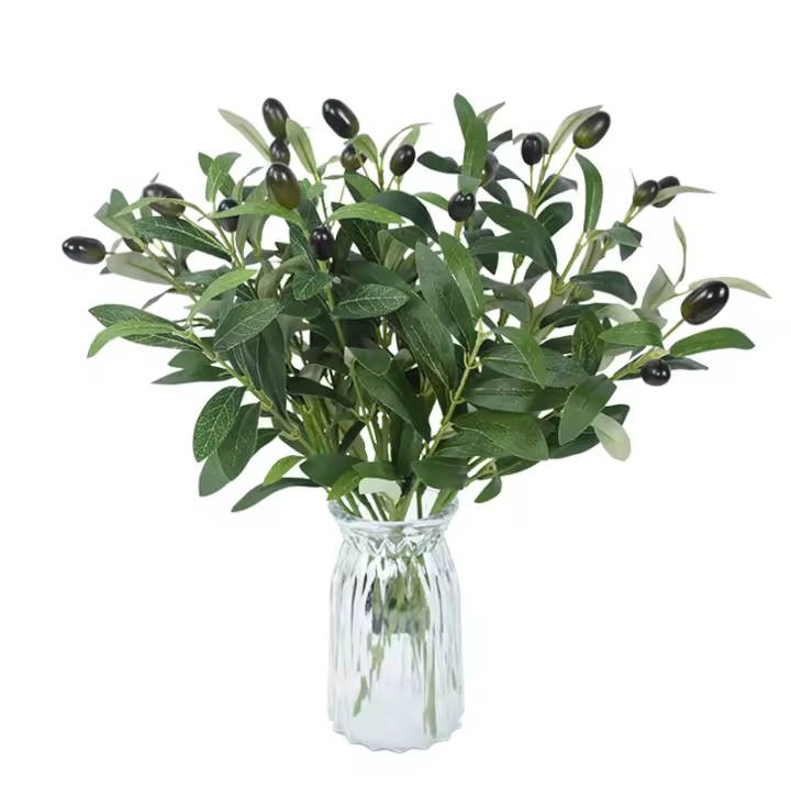 Rama De Olivo Artificial Para Decoración De Bodas Y Fiestas Decoración De Hogar Vaso Jardín Planta Falsa Suministros De Decoración - 1