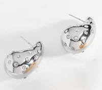 Pendientes Gota Lagrima Dorados Plateado Gota de Agua con diamantes Acero Inoxidable para Mujeres ideal para regalar - details 6