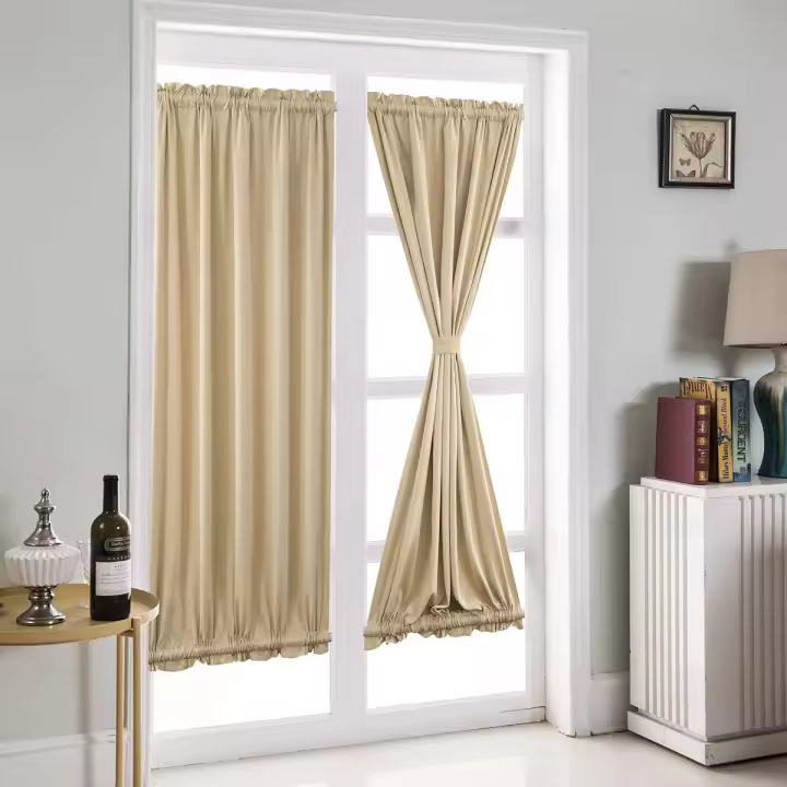 Cortinas para Puerta Francesas Color Puro Panel de Cortina de Puerta Francesa Cortinas Opacas para Sala de Estar Cocina Dormitorio Comedor Sala,1 Panel (Beige, 64 * 102cm) - 1
