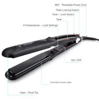 Steampod Hierro De Peluquería Profesional Cerámico Ajustable En Temperatura Con Pantalla LED Viajero PTC Placa Para Cabello Corto Seco Y Humedo 140-230°C - details 4