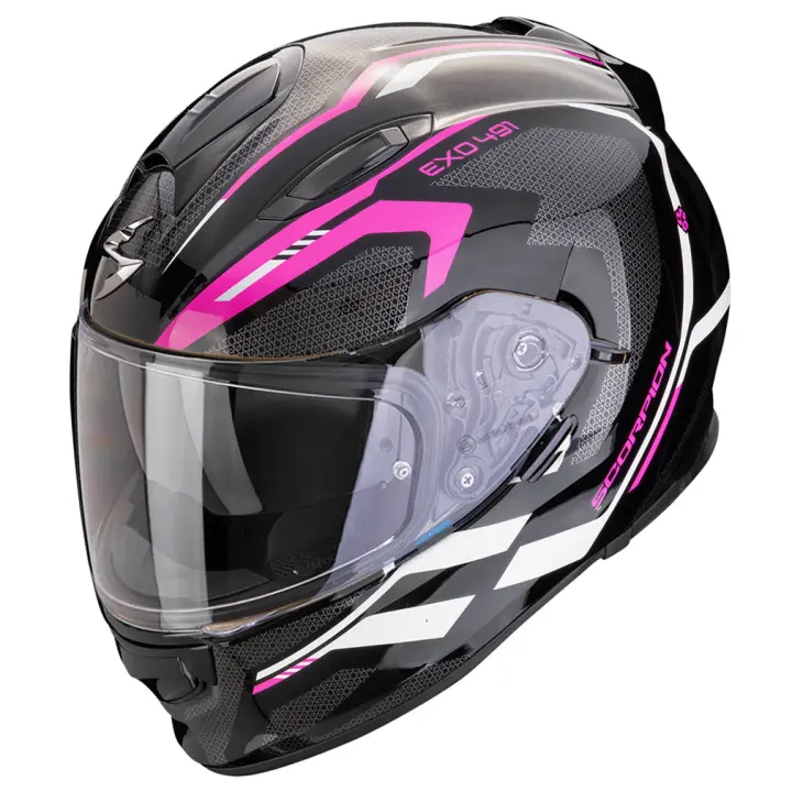 Casco de Moto Integral Scorpion Exo 491 Kripta Negro Rosa - 1