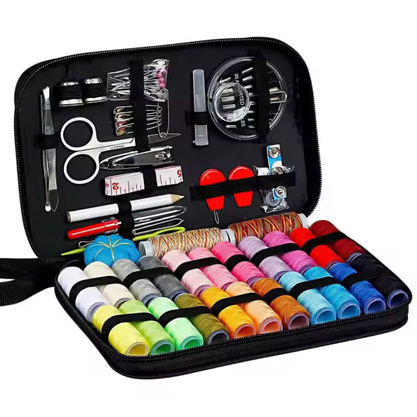 Kit de costura con 24 colores de hilo diferentes-Muchos accesorios-98 piezas multicolor - 1