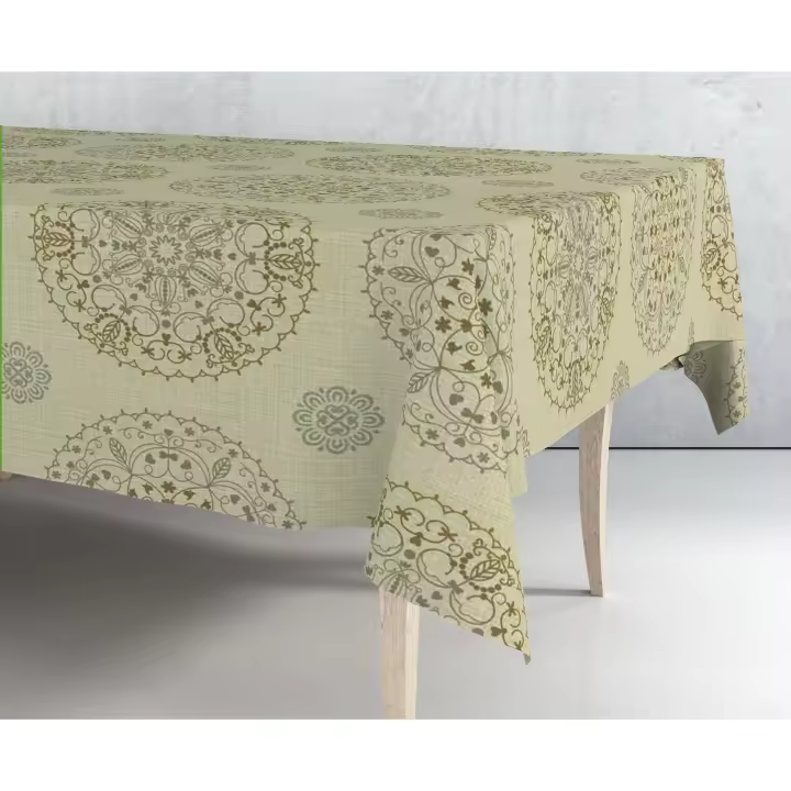 Mantel de hule estampado por metros - Mandalas rosetones crema marrón 43319-1    mantel por metros; manteles; mantel barato; mantel jardín - 1