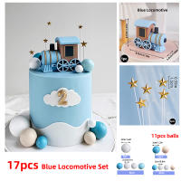 Decoraciones De Pastel De Tren Gris Para Fiesta De Cumpleaños De Niños Y Niñas Año 1 Con Estrellas Locomotoras Material PVC - details 4