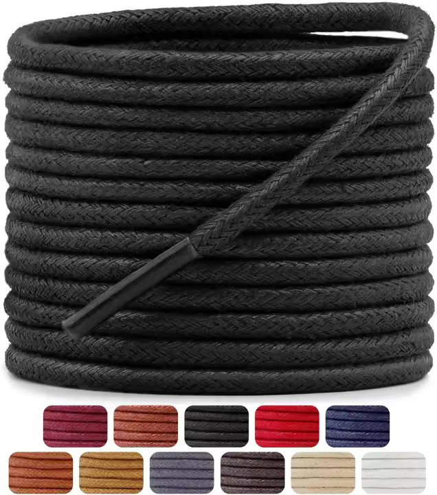 2 pares de cordones encerados,Business Cordones de Zapatos,Finos de Zapatos de Vestir,ø2.5mm redondos Oxford Cordones para Brogue y Derby,zapatos de traje y de piel - 1
