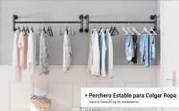SONGMICS Perchero de Pared para Colgar Ropa, Percha Industrial, Ahorro de Espacio, 112 x 30 x 29,3 cm, Carga hasta 60 kg, Fácil Montaje, para Espacios Reducidos, Negro - details 0
