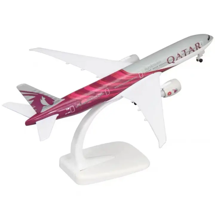 Modelo De Avión Boeing 777 De 20CM En Aleación De Metal Para AIR QATAR Con Ruedas Y Andamios Regalo Para Coleccionistas - 1