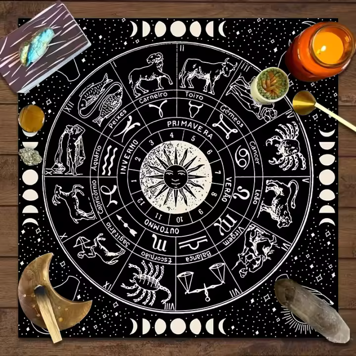 Mantel De Taro Con Doce Constelaciones Y Cielo Estrellado 1pc Decoración De Juego De Tarot Estilo Moderno Poliéster 100% - 1