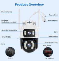 Hiseeu WS318B 4K Cámara WiFi exterior de 6MP, lente doble, doble pantalla, audio bidireccional, visión nocturna a color, seguimiento automático, detección de humanos con IA, resistente a la intemperie IP66, WiFi de 2.4GHz - Negro - details 17