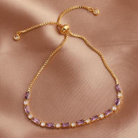 Pulsera De Lujo Arco Iris Iced out Con Zirconia Para Mujer Ajustable Y Charm Bracelets Moda Hippie Joyería Regalos - details 11