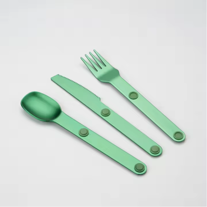 Juego de cubiertos magnéticos de una sola pieza de aluminio puro, cuchillo, tenedor y cuchara, ideal para viajes al aire libre, picnic, suministros portátiles, herramienta de almacenamiento - 1