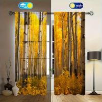2pcs Cortina De Ventana Con Estampado De Arce Amarillo Para Decoración Del Hogar Tratamiento De Ventana Para Dormitorio Oficina Cocina Sala De Estar Y Estudio - details 2
