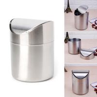 Bandeja De Papelera De Acero Inoxidable Mini 1.5L Con Tapa Giratoria Para Escritorio Y Cocina Ecológica Y Duradera - details 0