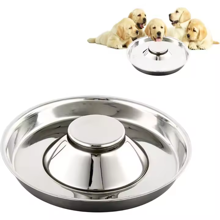 Alimentador lento Cuenco de cachorro Cuencos de metal de acero inoxidable Cuenco de destete para cachorros Múltiples cachorros Comen agua y cuencos de comida para perros al mismo tiempo - 1