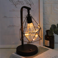 Lámpara De Noche LED Retro De Hierro Arte Geométrica Luz De Escritorio Lámpara De Borde De Cama Decoración Clásica Para Sala De Estar Café Bar Ambiente - details 1