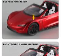 Tesla Roadster Convertible Supercar De 1:24 En Metal Con Sonido Y Luz Modelo De Coche De Juguete Para Niños Regalo De Cumpleaños - details 4