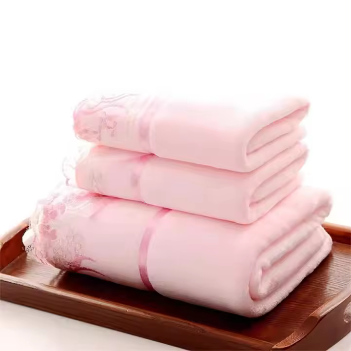 Juego De Toallas De Microfibra Bordadas 3 Piezas Toalla De Rostro 2 Piezas 75x35cm Y Toalla De Baño 1 Pieza 140x70cm Secado Rápido Para El Baño - 1