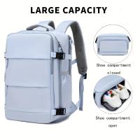 Mochila de viaje de gran capacidad con compartimento para zapatos, mochila ligera Dacron con puerto de carga, viaje de moda - details 3
