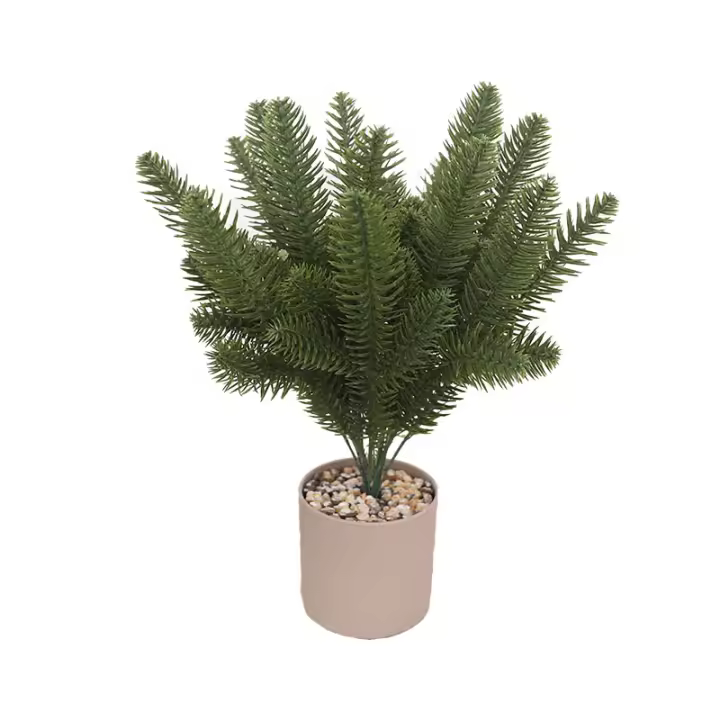 5pcs Plantas Artificiales Pino Hojas Verdes Flores Falsas Para Mesa Navidad Año Nuevo Decoración Accesorios De Fiesta - 1