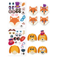 12 Hojas De Pegatinas 'Make a Face' Para Niños DIY Educativo Juguete De Reconocimiento Y Formación Animal - details 6