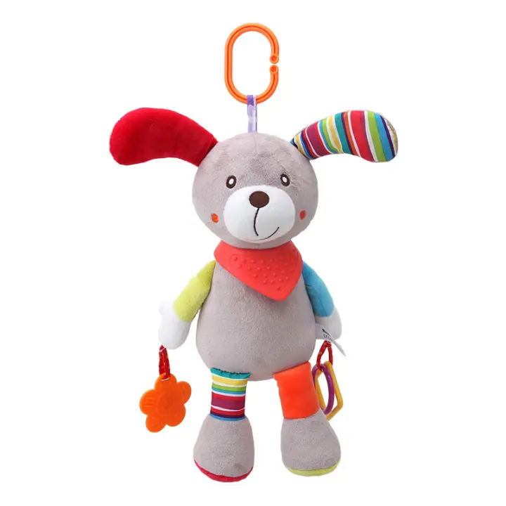 Lindo mordedor calmante muñeco cachorro conejo colorido cascabeles juguete de peluche con sonajero juguete de papel para bebé - 1