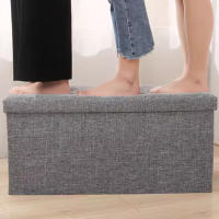 Reposapiés otomano de almacenamiento, taburete plegable para pies, caja de almacenamiento, taburete para el hogar, taburete para pies, banco, caja grande para guardar ropa de lino - details 2