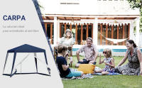 Carpa de Jardín 3x3 m Cenador con 4 Partes Laterales Mosquitera con Cremallera Protección UV Impermeable para Patio Exterior Eventos Fiesta Azul - details 0